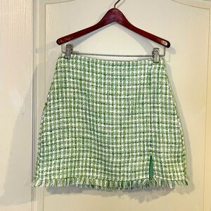 Stratovarius Green and White Tweed Skirt